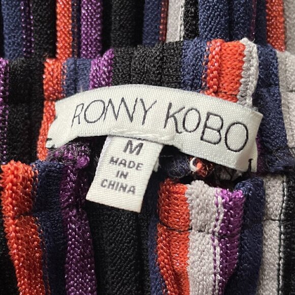 Ronny Kobo Jessica Metallic Stripe Long Sleeve Bodycon Mini Dress M Multi - Picture 5 of 8